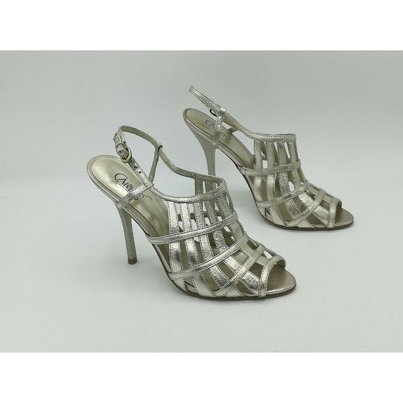 Sandales Carlos Santana Wedge Taille 6.5M - Brun Et Or, Bride Cheville, Fabriqué Au Brésil